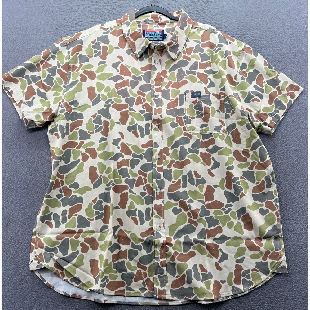 Burlebo Shirt Men's 2XL Duck Camo Short Sleeve Button Down Shirt NWT